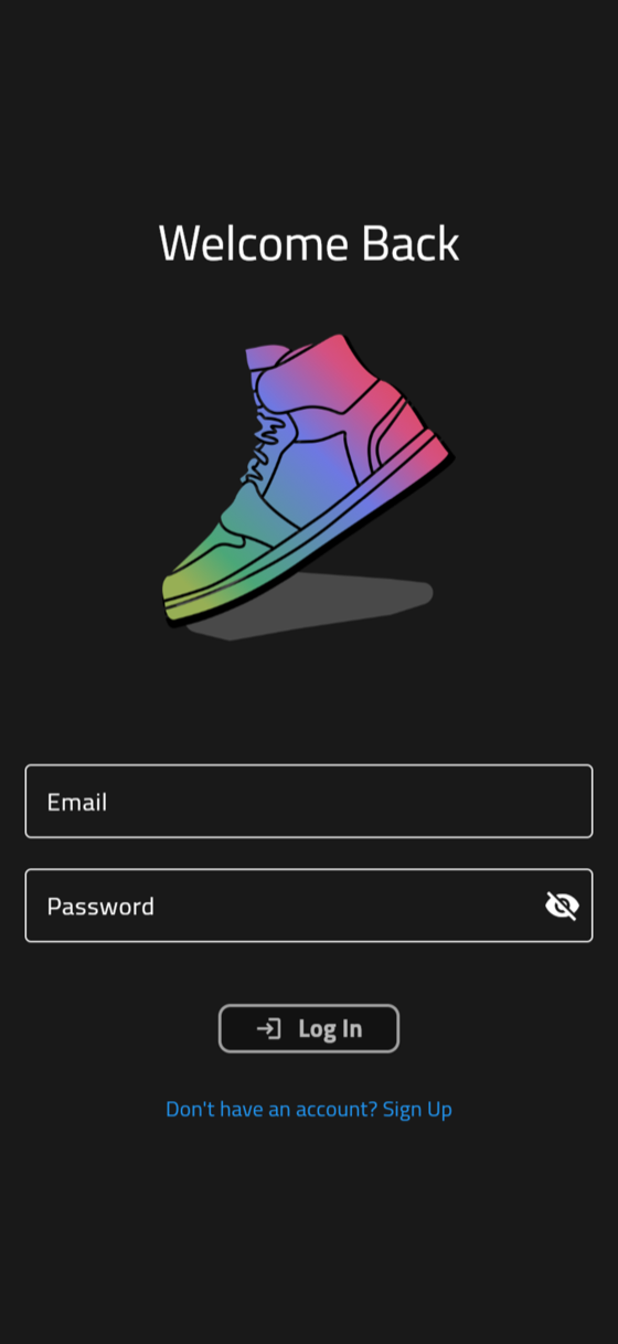 CheckBall login screen with the rainbow-gradient sneaker logo.